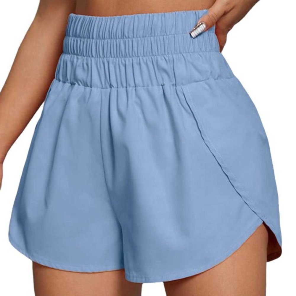 Fusipu Women Shorts Solid Color Loose Type High Waist Split Comfortable Shorts